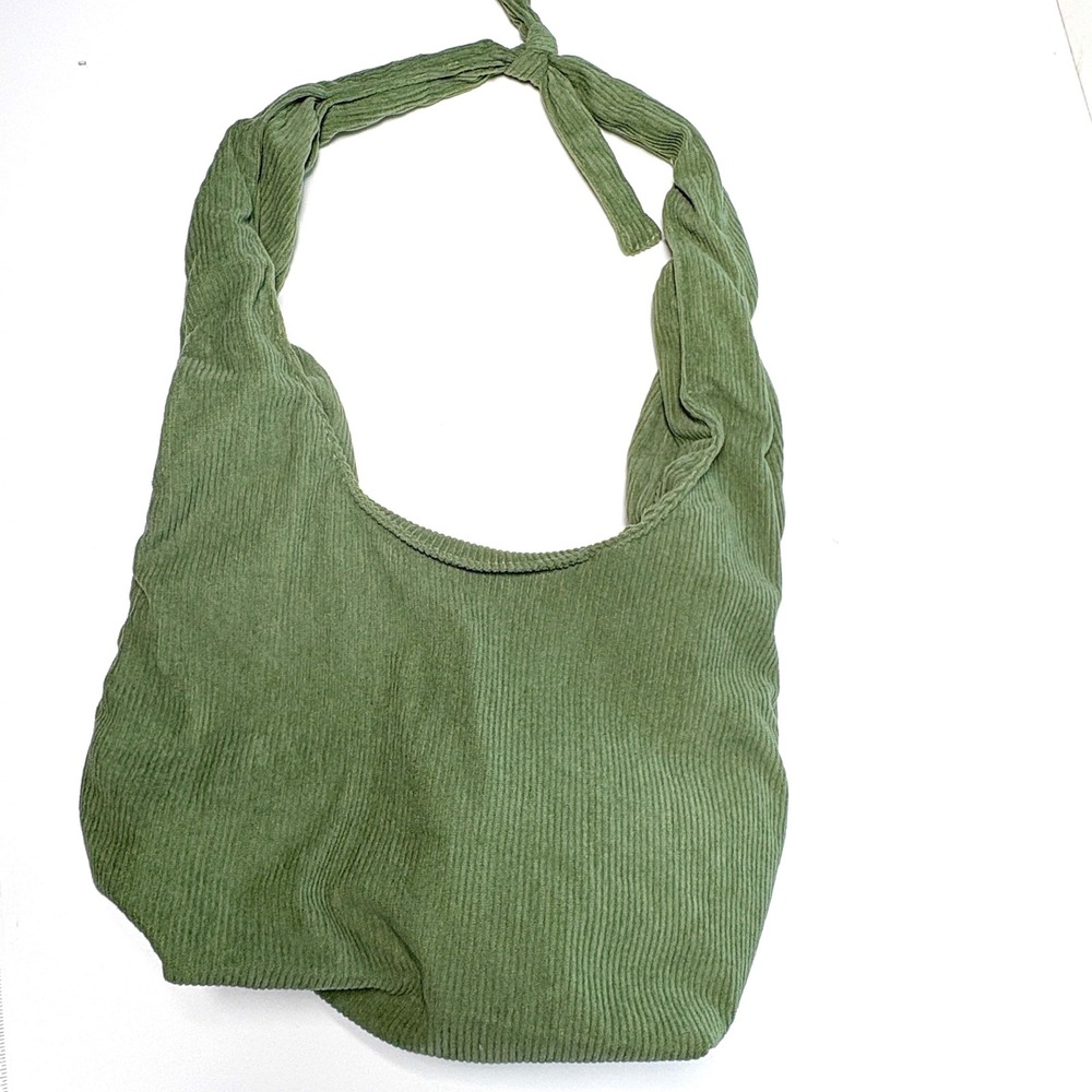 Pique Hobo Bag Sage Green Corduroy Shoulder Bag Knotted Strap Boho Indie